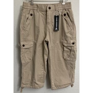 NEW FOUR SEEDS Cargo Capri Pants Khaki Stretch Women's Size Large